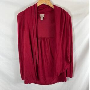 Chicos Red Draped Cardigan Sweater Size 1 / Medium